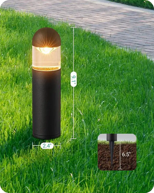 Alt view image 7 of 7 - EDISHINE Low Voltage Landscape Lighting, 12V 3W 3000K Warm White, Electric Outdoor Bollard Lights with Connectors, Waterproof LED Pathway Driveway Walkway Lights Wired for Yard Garden