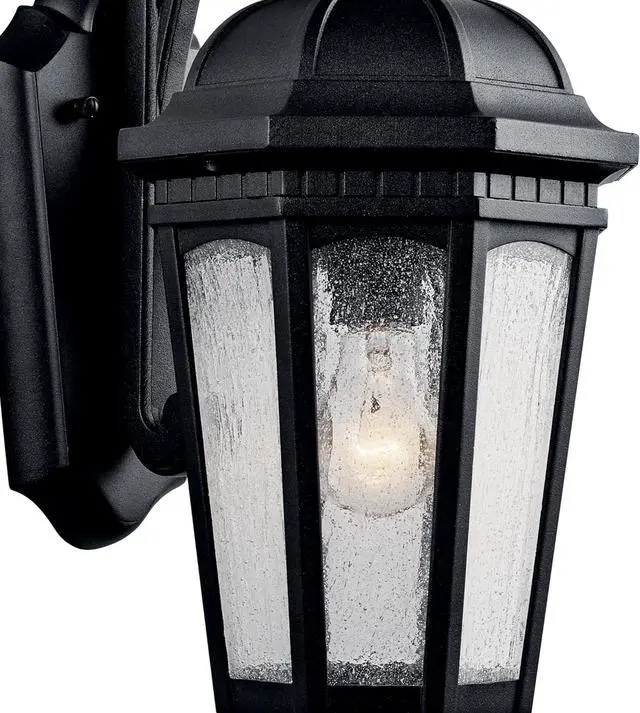 Alt view image 3 of 5 - Kichler Courtyard 17.75" 1 Light Outdoor Wall Light with Clear Seeded Glass in Textured Black