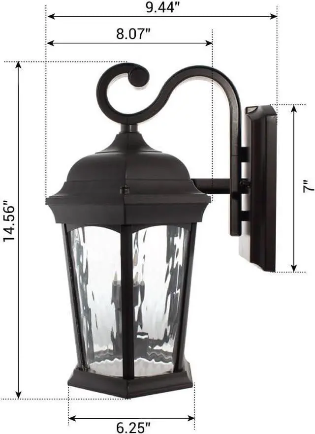 Alt view image 5 of 6 - Euri Lighting EFL-130W-MD Flickering Flame Porch Light, Water Glass, with Integrated Security Light (3000K), Motion-Sensor, Dusk-to-Dawn, Oil Rubbed Bronze Housing