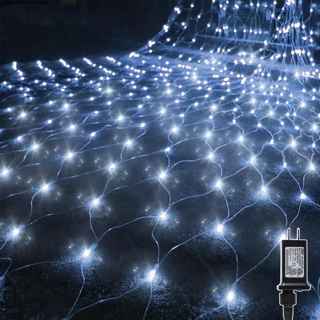 Main image of WATERGLIDE Outdoor Christmas Net Lights, 12FT x 5FT 360 LED Mesh String Light with 8 Lighting Modes, Connectable Waterproof Lights for Garden Tree Bushes, Holiday Wedding Party Decorations, White