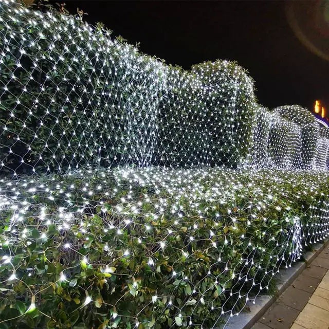 Alt view image 3 of 6 - WATERGLIDE Outdoor Christmas Net Lights, 12FT x 5FT 360 LED Mesh String Light with 8 Lighting Modes, Connectable Waterproof Lights for Garden Tree Bushes, Holiday Wedding Party Decorations, White