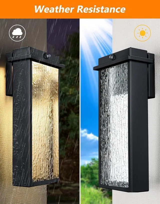 Alt view image 5 of 7 - PARTPHONER Outdoor Light Fixture Wall Light, Dusk to Dawn Outdoor Lighting Anti-Rust Wall Lantern Outside Wall Sconce, Integrated LED Porch Light for Garage Patio Doorway