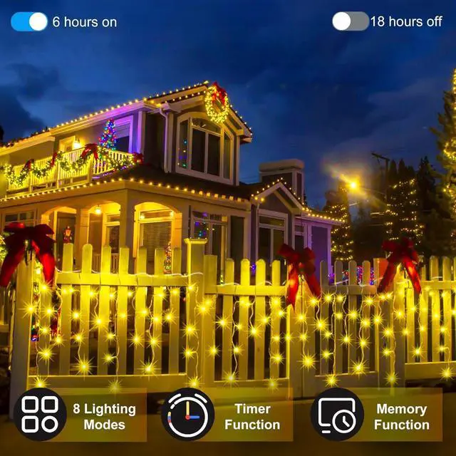 Alt view image 2 of 6 - 1620 LED Christmas Outdoor Lights with 360 Drops, 164ft Hanging Curtain Lights with 8 Modes Timer & Memory, Waterproof Christmas Fairy Lighs for House Roof Holiday Wedding Christmas Decor (Warm White)
