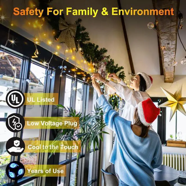 Alt view image 4 of 6 - 1620 LED Christmas Outdoor Lights with 360 Drops, 164ft Hanging Curtain Lights with 8 Modes Timer & Memory, Waterproof Christmas Fairy Lighs for House Roof Holiday Wedding Christmas Decor (Warm White)