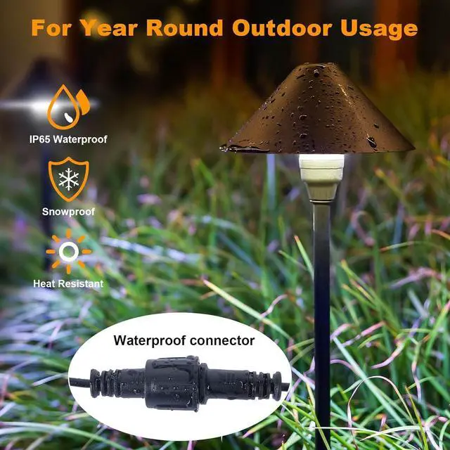 Alt view image 6 of 7 - Low Voltage Pathway Lights with Timer, 4H/6H/8H Auto On/Off Low Voltage Landscape Lighting 3000K Waterproof Landscape Path Lights for Flower Bed Backyard Walkway Driveway, Set of 6