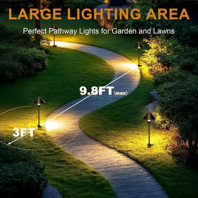 Alt view image 7 of 7 - Low Voltage Pathway Lights with Timer, 4H/6H/8H Auto On/Off Low Voltage Landscape Lighting 3000K Waterproof Landscape Path Lights for Flower Bed Backyard Walkway Driveway, Set of 6