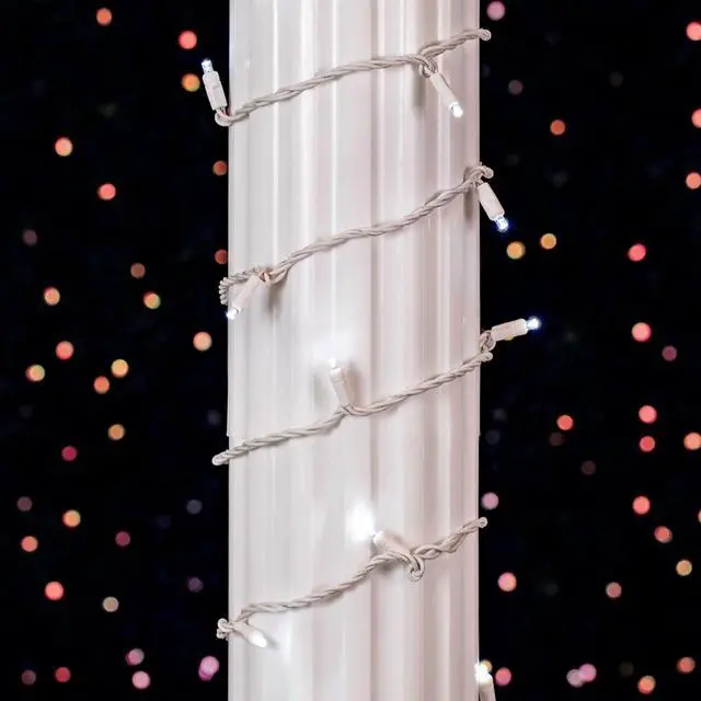 Alt view image 3 of 7 - Novelty Lights 25 Feet 50 Light Pure White LED Christmas Lights White Wire, Connectable Mini String, Indoor/Outdoor, Commercial Grade, UL Listed