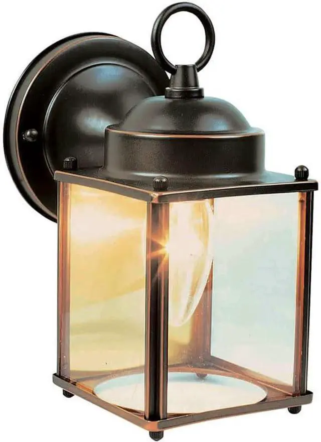 Main image of Design House 506576 Coach Traditional 1-Light Outdoor/Indoor Wall Light with Clear Glass for Porch Entryway Patio, Oil Rubbed Bronze