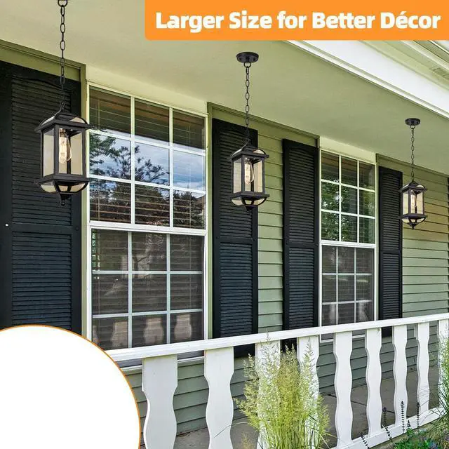 Alt view image 3 of 7 - Large Outdoor Pendant Light Fixture Ceiling 16 Inch, Anti-Rust Aluminum Outdoor Chandelier for Porch with IP65 Waterproof Clear Glass Exterior Ceiling Mount Hanging Light, Matte Black