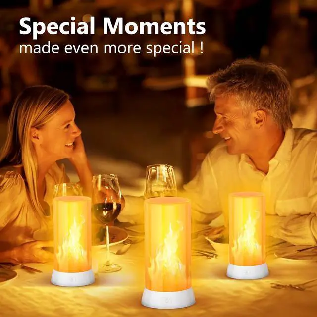 Alt view image 4 of 4 - DI MORE 2PCS LED Flame Light, USB Rechargeable Flame Lamp with Remote & Timer, Waterproof Dimmable Flameless Candles Light for Home Party Garden Camping Halloween Christmas Decoration