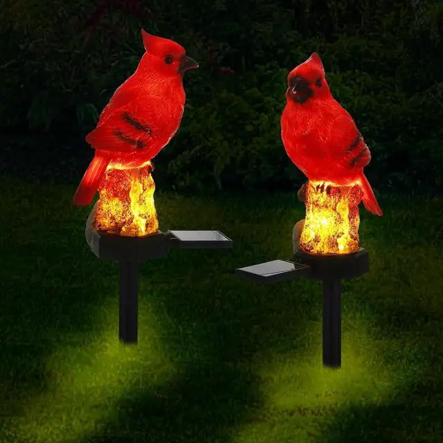 Alt view image 2 of 6 - Cardinal Solar Lights Cardinal Outdoor Decor Red Bird Solar Light Bird Figurine Garden Stake for Pathway Garden Lawn Yard Gifts for Mothers Day Cemetery Decoration