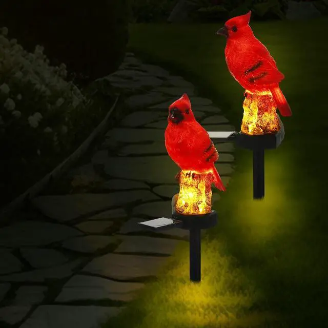 Alt view image 6 of 6 - Cardinal Solar Lights Cardinal Outdoor Decor Red Bird Solar Light Bird Figurine Garden Stake for Pathway Garden Lawn Yard Gifts for Mothers Day Cemetery Decoration