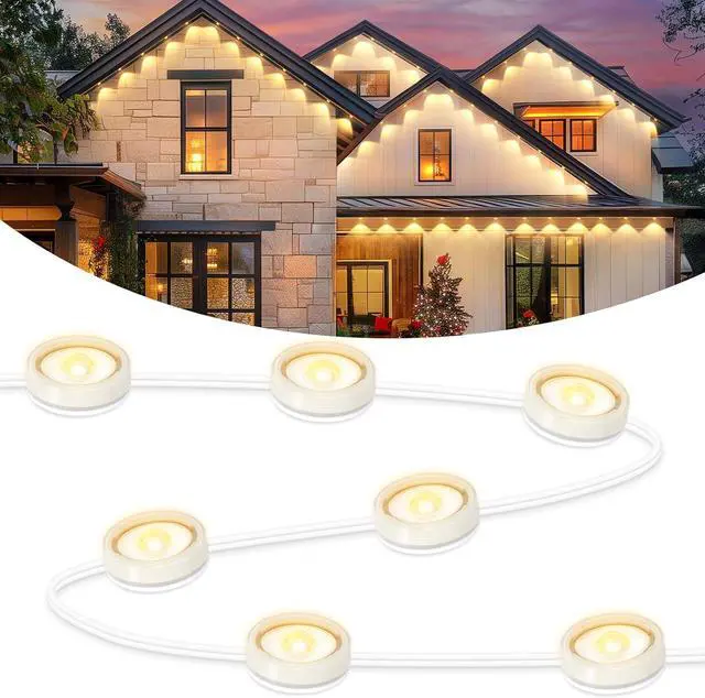 Main image of Brightever Permanent Outdoor Lights, Upgraded Warm White Outdoor Light 100FT with 72 LED Lighting, IP65 Waterproof Eaves Lights for Daily, Garden, TV Backlights, Christmas Decor, Dimmable