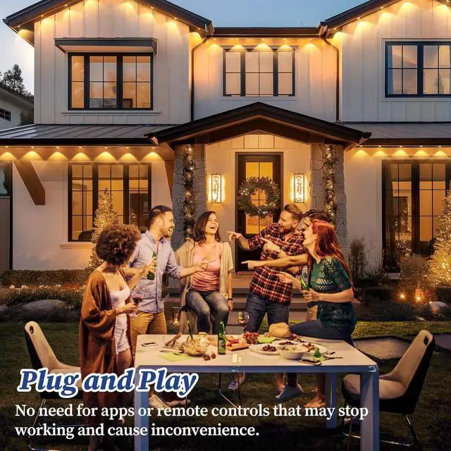 Alt view image 7 of 7 - Brightever Permanent Outdoor Lights, Upgraded Warm White Outdoor Light 100FT with 72 LED Lighting, IP65 Waterproof Eaves Lights for Daily, Garden, TV Backlights, Christmas Decor, Dimmable