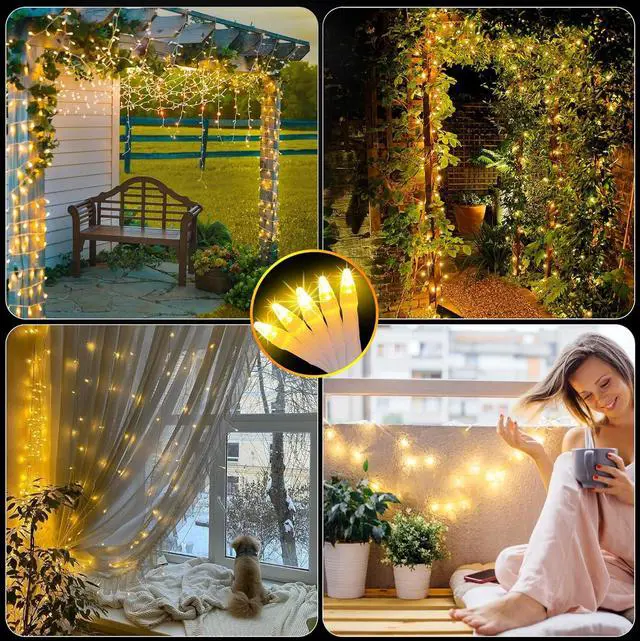 Alt view image 6 of 6 - 2 Pack Total 200FT 600 LED Christmas String Lights, Warm White Fairy Tree Lights Connectable, 8 Modes & Timer Indoor Outdoor String Lights for Bedroom Tree Yard Door Wedding Xmas Classroom Decor