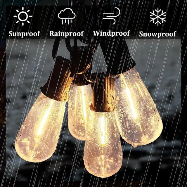 Alt view image 4 of 7 - 20FT LED Outdoor String Lights,Edison Lights Outdoor String with 22 Shatterproof ST40 Vintage Edison Bulbs,Outside Lights Waterproof for Outside Backyard Porch,Garden,Black