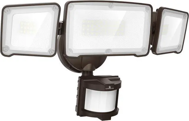 Main image of GLORIOUS-LITE LED Security Lights Motion Sensor Outdoor Lights, 35W 3500LM Hardwired Led Flood Light Outdoor with 3 Adjustable Head, 5500K, IP65 Waterproof for Porch Garage Yard (Not Solar, Brown)