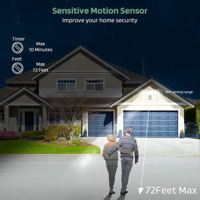 Alt view image 3 of 7 - GLORIOUS-LITE LED Security Lights Motion Sensor Outdoor Lights, 35W 3500LM Hardwired Led Flood Light Outdoor with 3 Adjustable Head, 5500K, IP65 Waterproof for Porch Garage Yard (Not Solar, Brown)