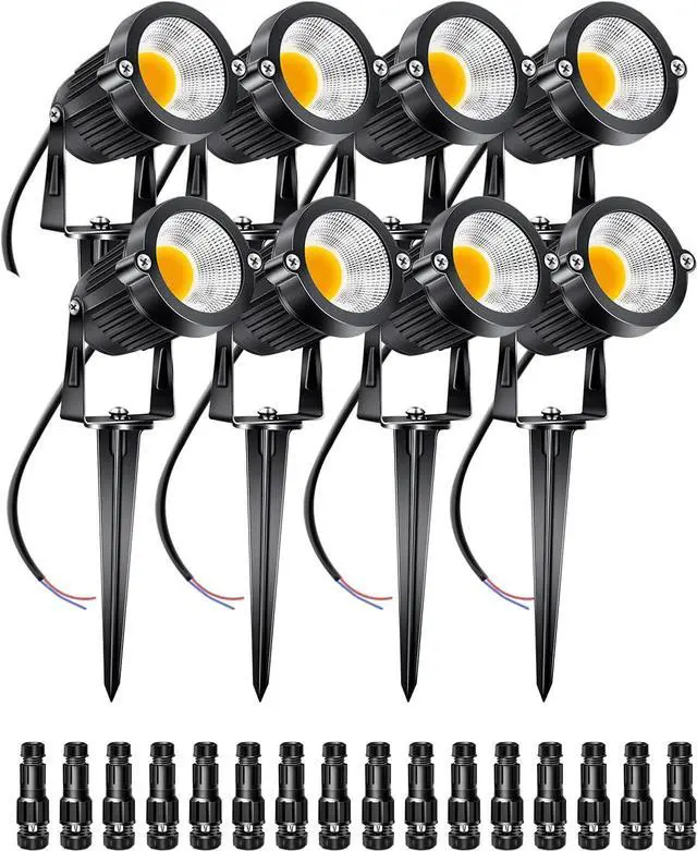 Main image of 5W Low Voltage Landscape Lights Outdoor 12V AC/DC LED Landscape Lighting 3000K Warm White Waterproof Garden Spotlights 500LM COB Landscape Pathway Lights for Yard,Tree (8Pack with Connectors)