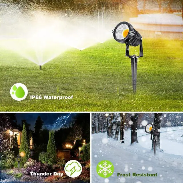 Alt view image 4 of 7 - 5W Low Voltage Landscape Lights Outdoor 12V AC/DC LED Landscape Lighting 3000K Warm White Waterproof Garden Spotlights 500LM COB Landscape Pathway Lights for Yard,Tree (8Pack with Connectors)