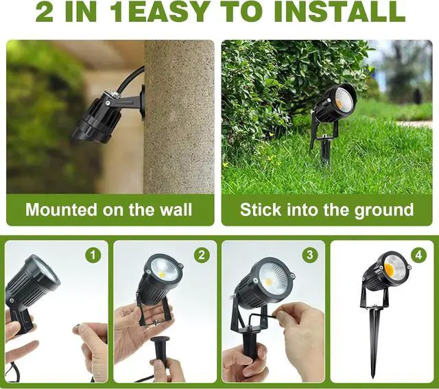 Alt view image 6 of 7 - 5W Low Voltage Landscape Lights Outdoor 12V AC/DC LED Landscape Lighting 3000K Warm White Waterproof Garden Spotlights 500LM COB Landscape Pathway Lights for Yard,Tree (8Pack with Connectors)