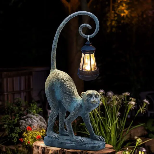 Main image of Resin Monkey Statue with Solar Light - Whimsical Garden Decor, Good Luck Gifts for Women,Outdoor Statues Yard Decor for Patio,Porch,Home - Unique Housewarming Gifts