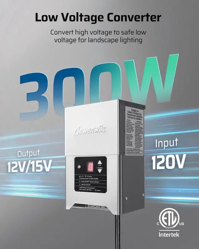 Alt view image 2 of 7 - DEWENWILS 300W Low Voltage Landscape Transformer with Photocell, Low Voltage Transformer 120V AC to 12V/15V AC, Landscape Lighting Transformer for LED Outdoor Lights, Weatherproof, ETL Listed