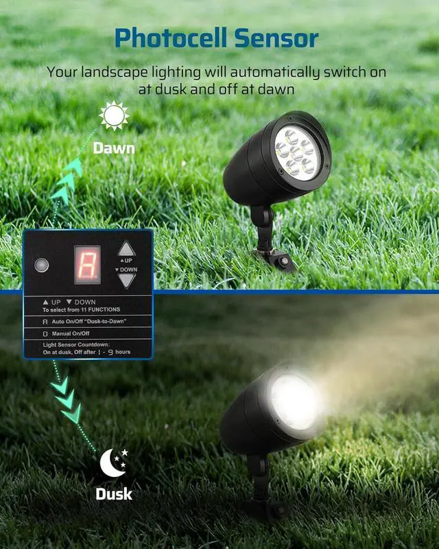 Alt view image 3 of 7 - DEWENWILS 300W Low Voltage Landscape Transformer with Photocell, Low Voltage Transformer 120V AC to 12V/15V AC, Landscape Lighting Transformer for LED Outdoor Lights, Weatherproof, ETL Listed