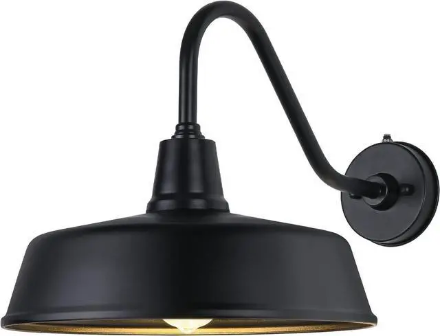 Main image of JOESA Outdoor Gooseneck Barn Light Fixture with a 15 inch Long Extended Arm - Dusk to Dawn Porch Light, Vintage, and a Rustic Style for House, Patio, or Exterior