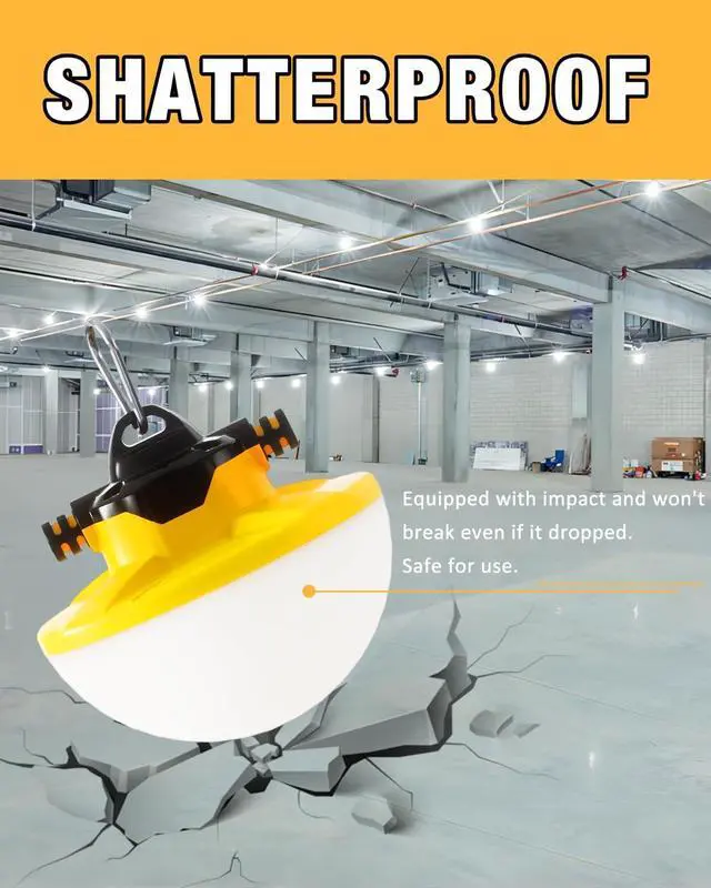 Alt view image 4 of 7 - 50FT Construction String Light 65W 8000Lm, 5000K Industrial Grade LED String Work Lights, IP65 Waterproof Temporary Lighting for Construction Sites, Renovation, Mine Cave, Job Site, Walkways