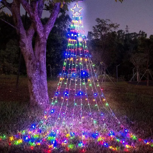 Main image of FUNIAO (New) Christmas Decoration Lights, 320 LED Waterproof String Lights with Star Topper, 8 Light Modes for Christmas Tree Decoration, Holiday, Wedding (Multicolor)