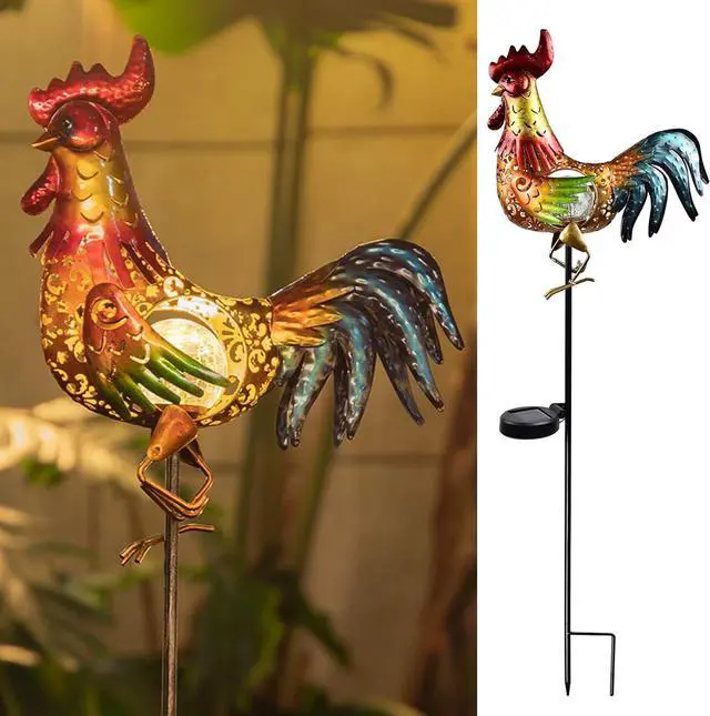 Main image of Tryme Rooster Solar Lights Outdoor Decorative Garden Statue Gifts for Chicken Lovers Women Mother Metal Yard Art for Lawn