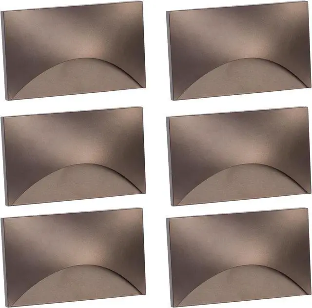 Main image of Outdoor Step Lights 6 Pack Arch, 120V 5CCT Selectable Stair Lights Indoor, Waterproof LED Deck Lights Hardwired Dimmable, Brown Finish Aluminum Outdoor Lighting, ETL Wet Rated