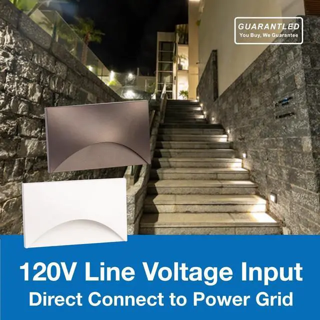 Alt view image 2 of 7 - Outdoor Step Lights 6 Pack Arch, 120V 5CCT Selectable Stair Lights Indoor, Waterproof LED Deck Lights Hardwired Dimmable, Brown Finish Aluminum Outdoor Lighting, ETL Wet Rated