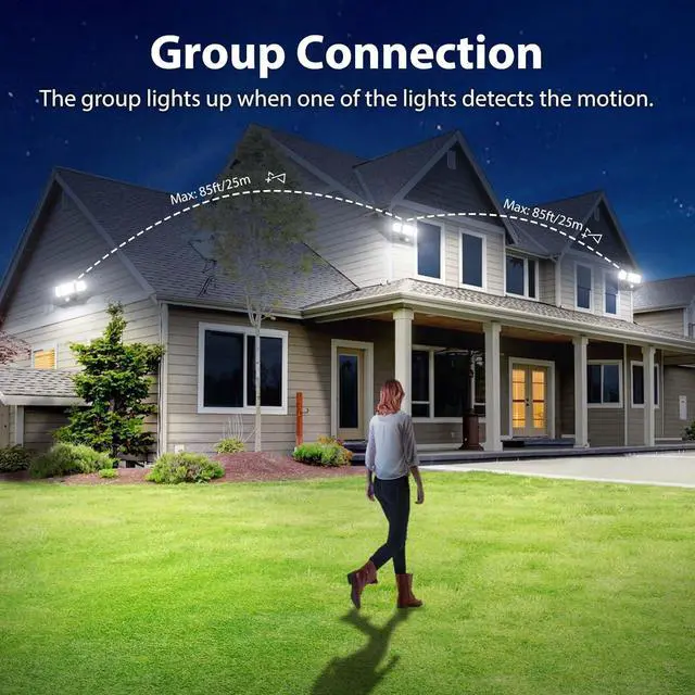 Alt view image 5 of 7 - iMaihom 150W Motion Sensor Outdoor Lights, 15000LM LED Security Lights Motion Sensor Light Outdoor, 3 Adjustable Heads LED Flood Light, Group Remote Control, 3 Mode IP65 Exterior Floodlight for Yard