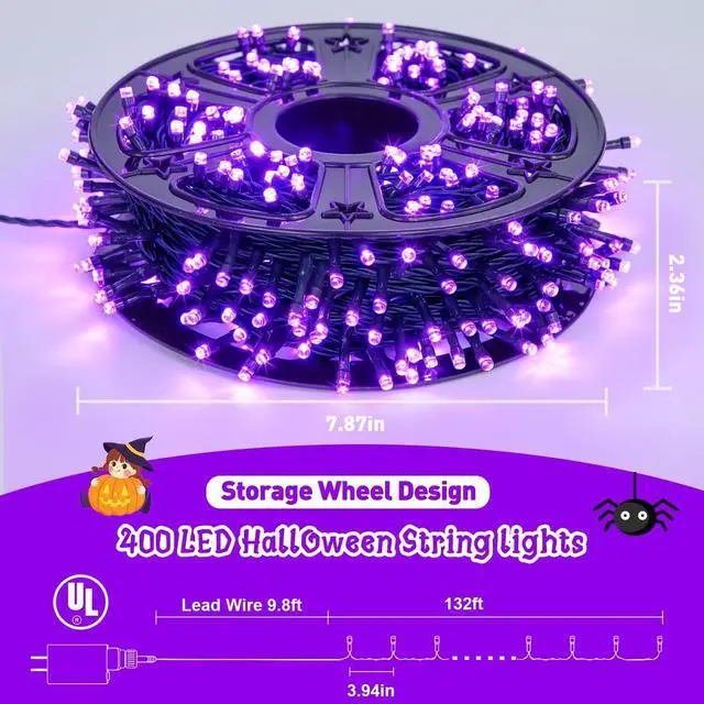 Alt view image 7 of 7 - JMEXSUSS 400 LED Purple Halloween Lights Outdoor: 132ft Purple Lights Plug in with Remote - Indoor String Light for Halloween Christmas Decorations