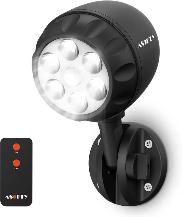Main image of ASOFTY Wireless Battery Operated Motion Sensor Outdoor Light, 6 LED 1000LM LED Spotlights with Remote Control, IP65 Waterproof 6000K Motion Security Light for Garage Yard Porch and Patio