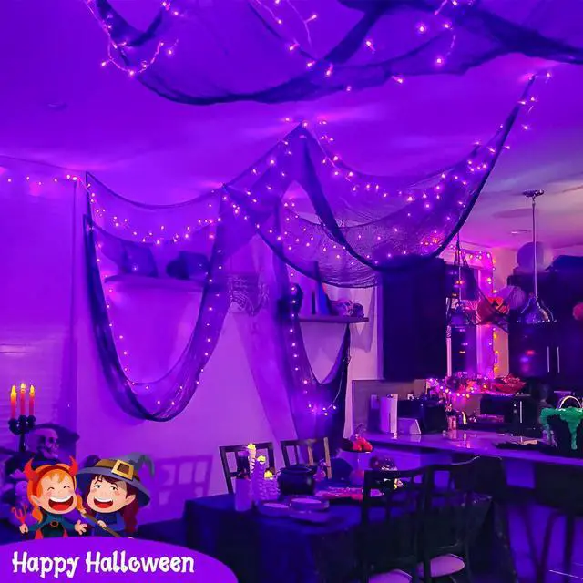 Alt view image 6 of 7 - JMEXSUSS 400 LED Purple Halloween Lights Outdoor: 132ft Purple Lights Plug in with Remote - Indoor String Light for Halloween Christmas Decorations