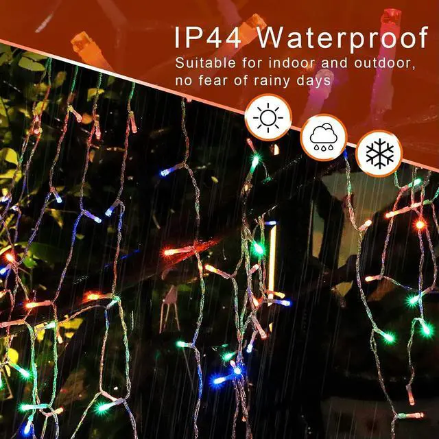 Alt view image 6 of 7 - Christmas Decoration Lights, Outdoor Christmas String Lights 320 LED 11.5 Ft Waterfall Tree Lights with Big Star Topper 8 Light Modes for Christmas New Year Holiday Garden Yard Indoor Outdoor Decor