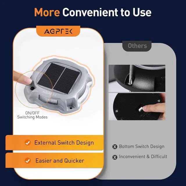 Alt view image 4 of 7 - AGPTEK Metal Multi-Colors In 1 Solar Driveway Lights Outdoor 10 Pack, Aluminum RGB Deck Dock Marine LED Solar Powered Waterproof Decorative Marker Security Light for Garden, Yard, Step, Sidewalk, Path