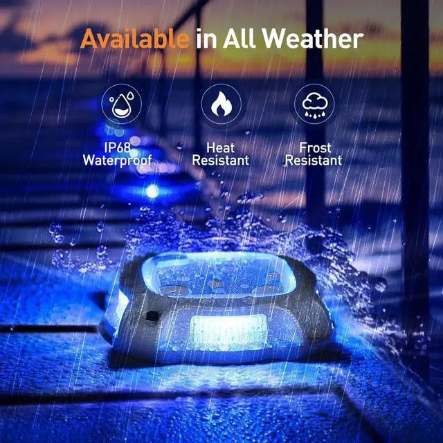 Alt view image 5 of 7 - AGPTEK Metal Multi-Colors In 1 Solar Driveway Lights Outdoor 10 Pack, Aluminum RGB Deck Dock Marine LED Solar Powered Waterproof Decorative Marker Security Light for Garden, Yard, Step, Sidewalk, Path