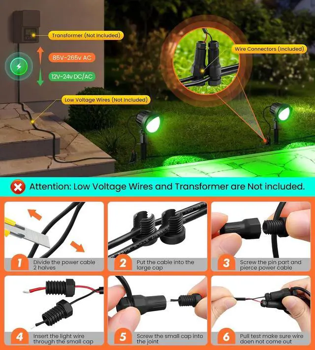 Alt view image 6 of 7 - MEIKEE 15W RGB Landscape Lights 12V 24V Low Voltage Landscape Lighting RGBW Color Changing IP66 Waterproof Outdoor Spot Lights with Connectors for Garden Path Yard (12 Pack)