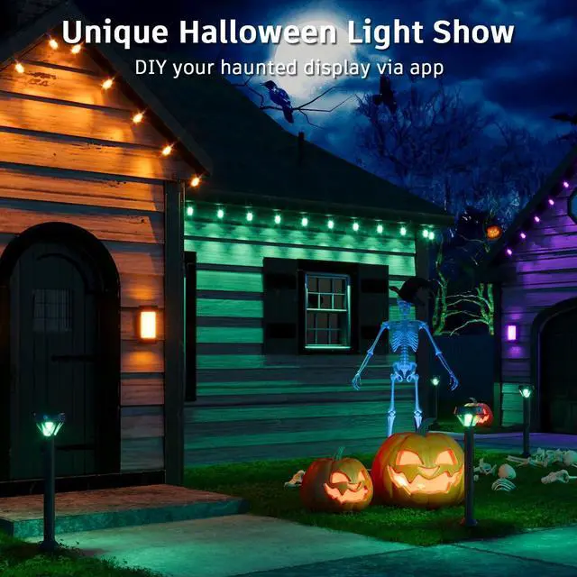Alt view image 2 of 7 - XMCOSY+ Smart Outdoor String Lights - 64ft RGBCWIC Patio Lights with 24 Color Changing Bulbs, LED String Light for Outside Backyard Bistro Party, APP WiFi Control, Work with Alexa, IP65 Waterproof