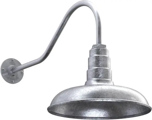 Main image of Steel Lighting Co. Topanga Barn Light | Outdoor Wall Mounted | Farmhouse Garage Light Made in America | 14 inch Dome | 23 inch Gooseneck | Galvanized Exterior/Galvanized Interior