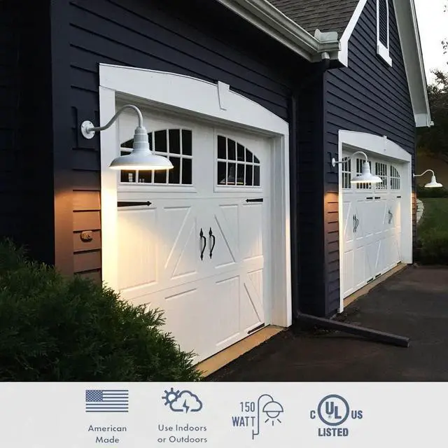 Alt view image 4 of 7 - Steel Lighting Co. Topanga Barn Light | Outdoor Wall Mounted | Farmhouse Garage Light Made in America | 14 inch Dome | 23 inch Gooseneck | Galvanized Exterior/Galvanized Interior