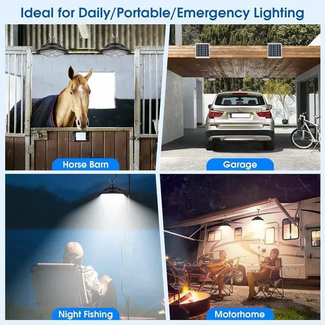 Alt view image 4 of 7 - Solar Pendant Lights Motion Sensor, 5 Modes Dimmable 6000K/4000K/3200K Solar Shed Lights with ON Off Switch & Remote, Daytime Waterproof Indoor/Outdoor Hanging Chandelier for Barn Chicken Coop