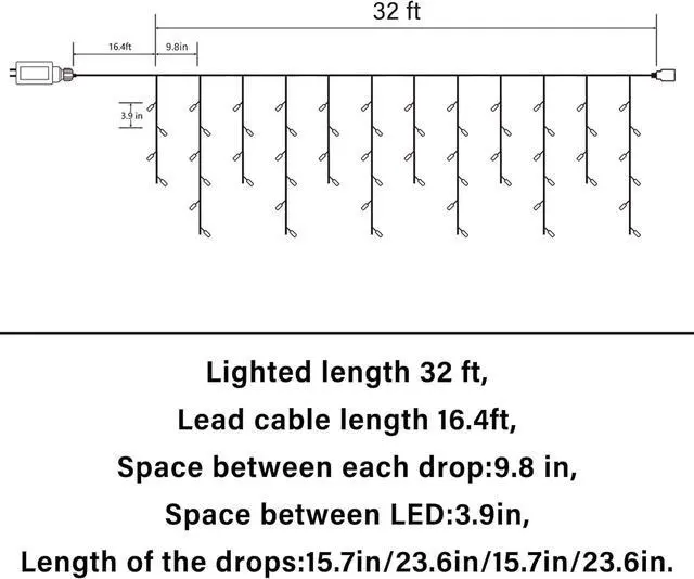 Alt view image 6 of 6 - Lomotech Christmas Icicle Lights - 32Ft 8 Modes Waterproof Christmas Lights Connectable with Timer for Holiday, Wedding Party, Eaves, Christmas Decorations (Warm White)