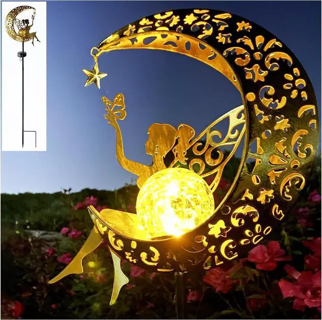 Main image of Solar Fairy Garden Decor for Outside,Solar Garden Lights Outdoor Decorative, Garden Statues Decor,Yard Decor,Patio Lawn Ornaments,Metal Yard Art,Unique Angel Gifts for Women,Mom Grandma,1PC