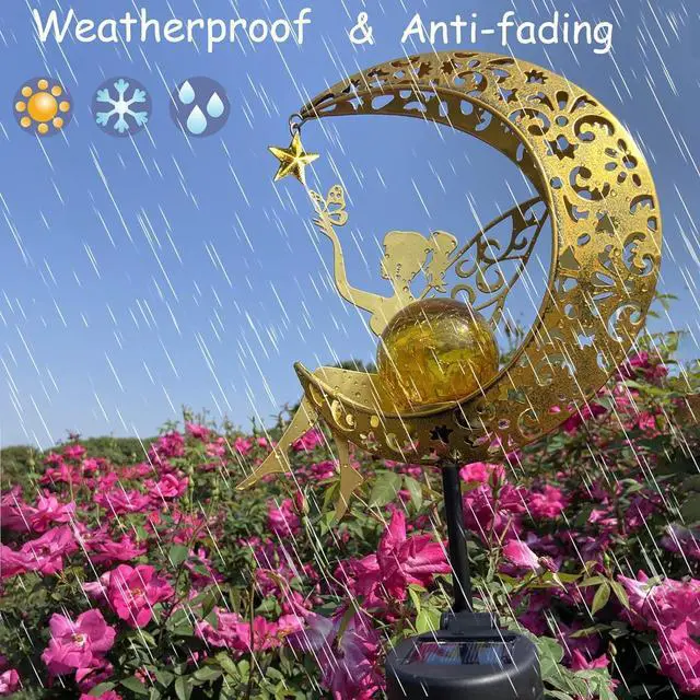 Alt view image 4 of 6 - Solar Fairy Garden Decor for Outside,Solar Garden Lights Outdoor Decorative, Garden Statues Decor,Yard Decor,Patio Lawn Ornaments,Metal Yard Art,Unique Angel Gifts for Women,Mom Grandma,1PC