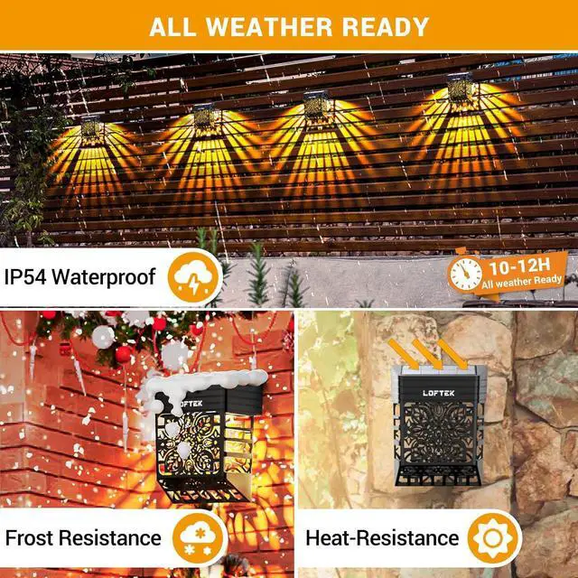 Alt view image 3 of 7 - LOFTEK Solar Deck Lights, 8 Pack Solar Fence Lights, Outdoor Patio Decorative Light, Dusk to Dawn, Waterproof, Fence Post Light for Railing, Garden, Backyard, Stair, Step, Camping, Warm White